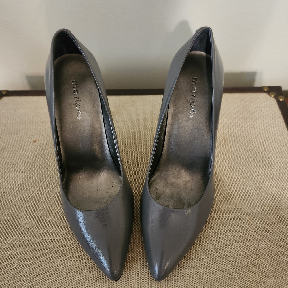 Maripe Gray Heels Classic Pointed-Toe Pumps